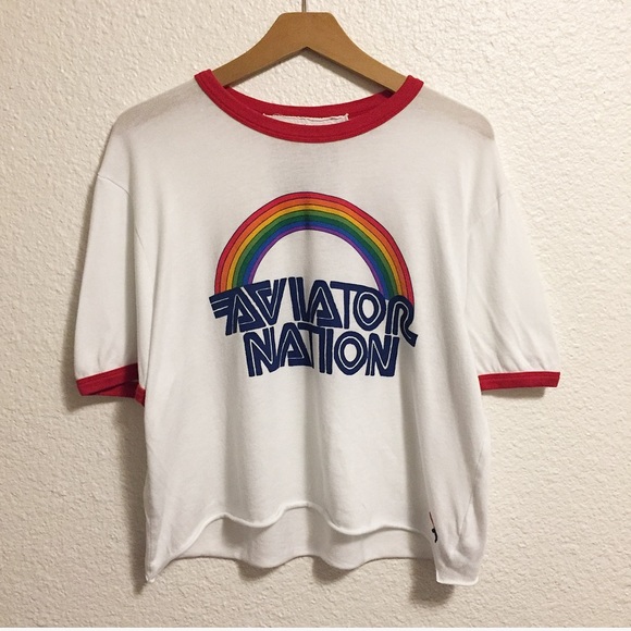Aviator Nation Tops - Aviator Nation Rainbow Ringer Tee
